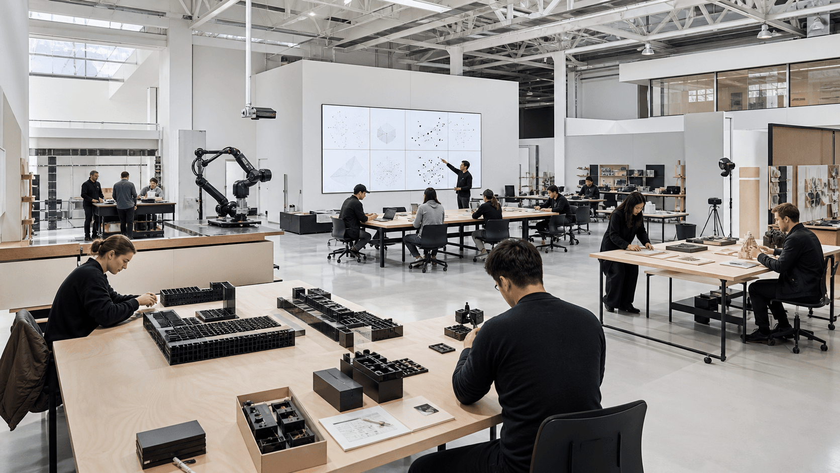 Founders and creatives learning, prototyping, and building together in a future-facing factory studio